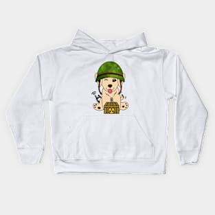 Cute golden retriever is a military pet Kids Hoodie